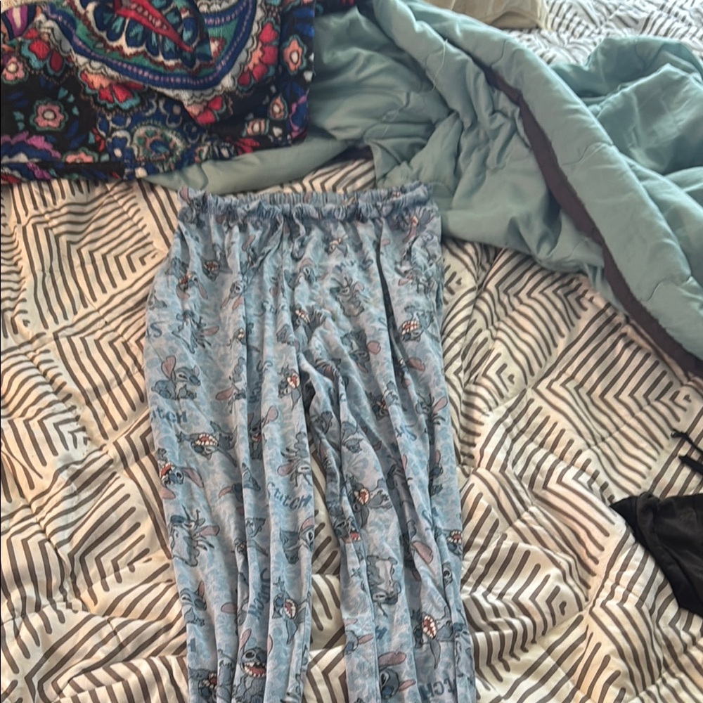 Blue Patterned Pajama Pants